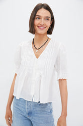 Pearl Zora Solid Short Sleeve Button Down Top